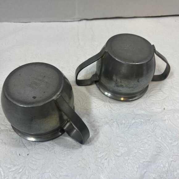 VTG Pewter Creamer and Sugar Bowl L.Bamberger & Co Mini 3"x2.25" - Picture 4 of 15